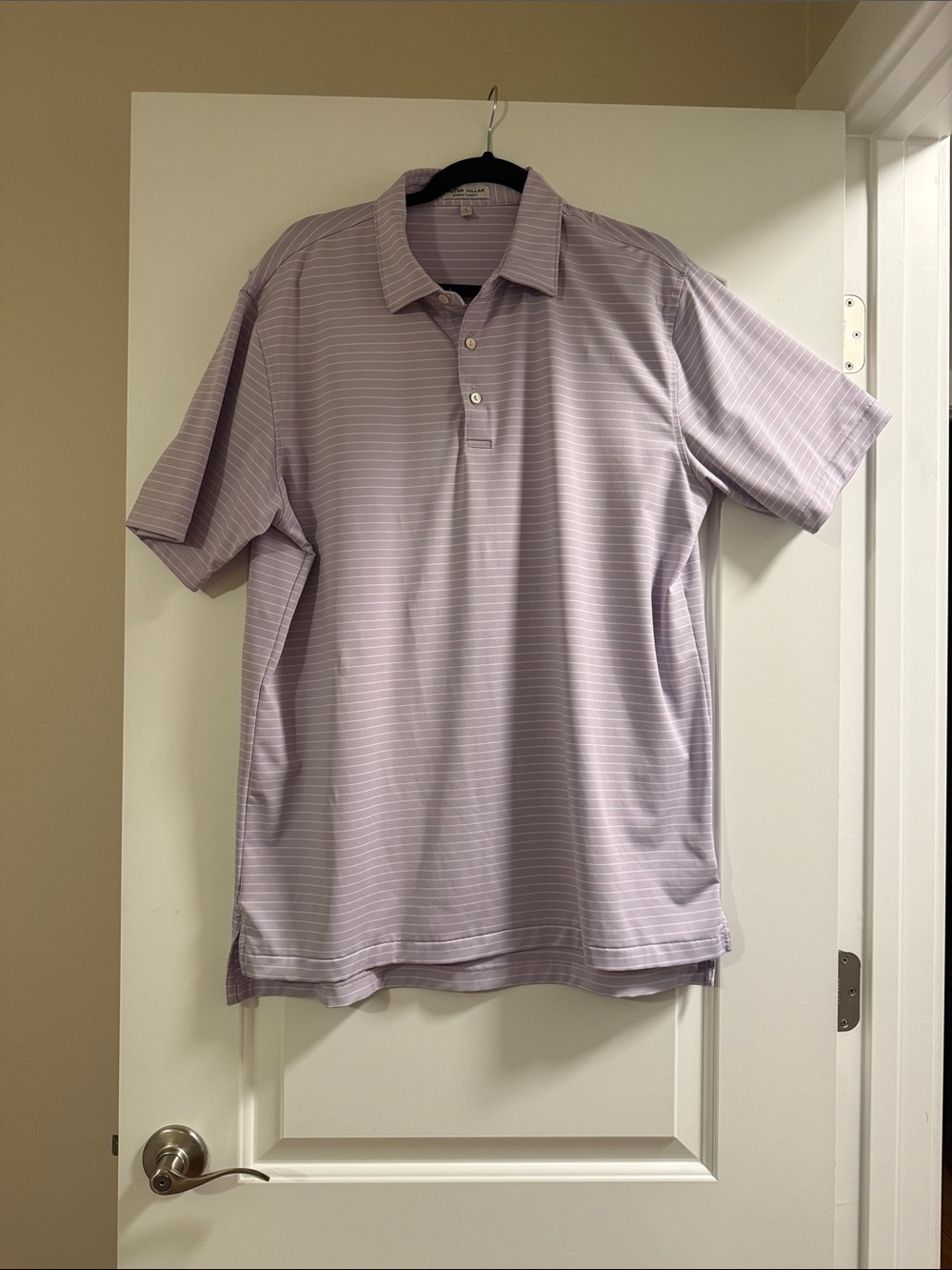 Peter Millar Lavender and White Stripe Polo